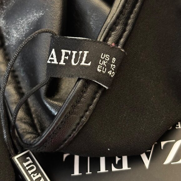 Zaful Black Faux Leather Asymmetrical Mini Dress w/Adjustable Straps Size 8 - Picture 6 of 11